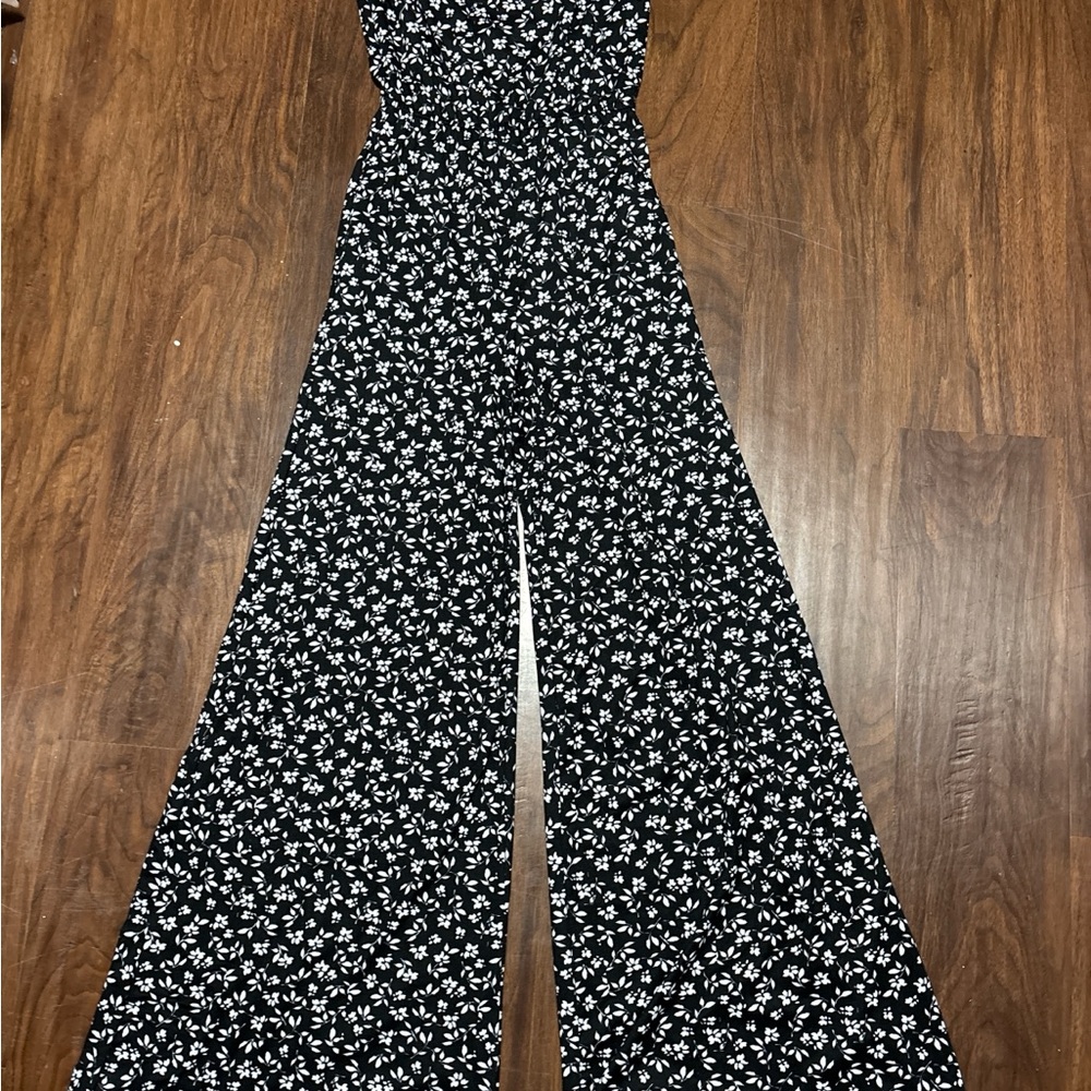 Altar'd State Black and White Floral Jumpsuit